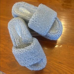J/Slides Shearling Wool Platform Fuzzy Slipper